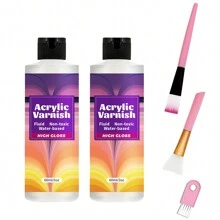 60ML/200ML/400ML 丙烯酸清漆，绘画保护性透明涂层，不黄变防水密封胶，防裂带光泽保护膜，适用于丙烯、水彩、水粉艺术 - 紫色 - 查看 15