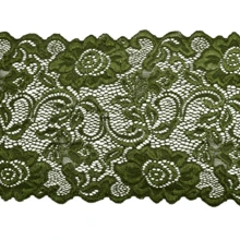 5 Meters Of Two-Tone Lace, 18 Cm Wide, Elastic. - Army Green - View 2