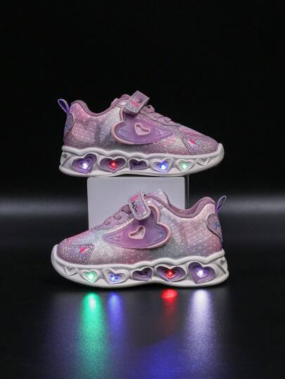 Fashionable LED Lighting Leather Breathable Sports Shoes, Suitable For Boys And Girls - Casual, Shock Absorption, All-Season Non-Slip Outdoor Running And Walking Shoes