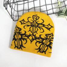 1 件时尚图案针织帽，提花成人男女通用无檐便帽，温暖，时尚街头休闲，多色，秋冬秋季服装 - 花紋圖案 - 查看 22