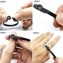 Ring Sizer - Durable Plastic Ring Sizer Tool, Accurate & Reusable, Black & White Ring Measuring Instrument To Measure Finger Circumference And Determine Ring Size - Conventional - View 4