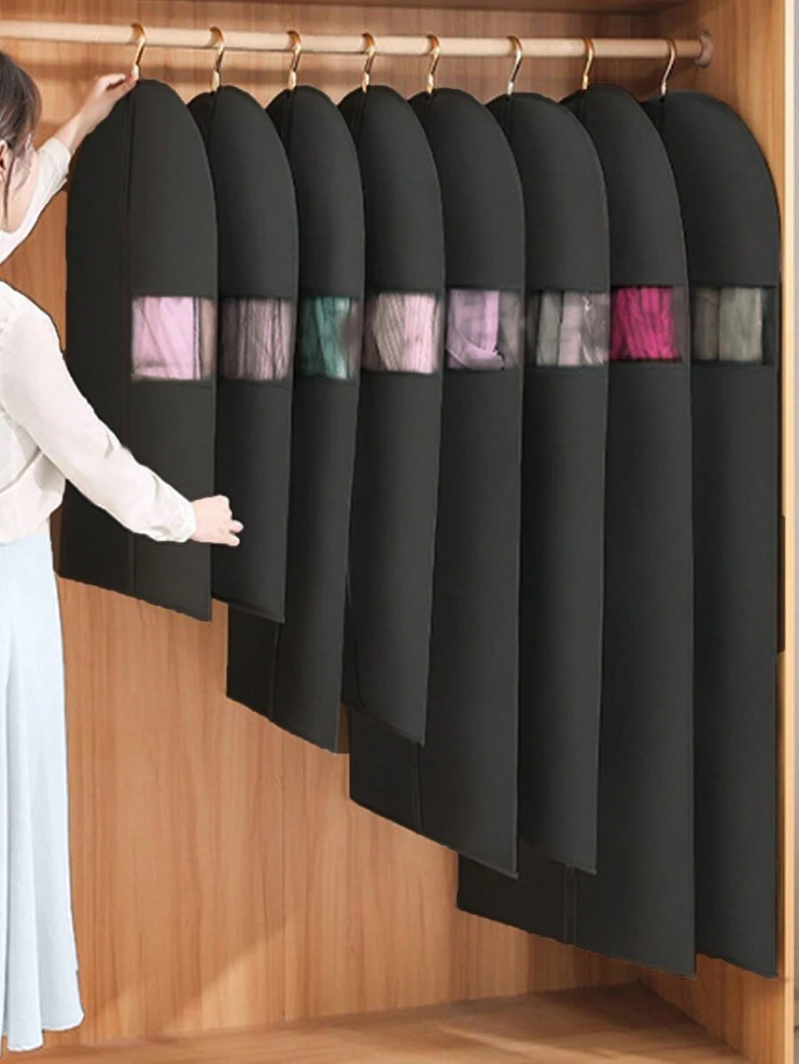 5pcs/1pc PEVA Dustproof Cover For Wardrobe, Closet, Clothing Racks - No Odor, Semi-Transparent, Thick, Zipper Closure, Waterproof, Moisture-Proof, Protect Privacy For Coat, Dress, Down Jacket, Back To School Supplies