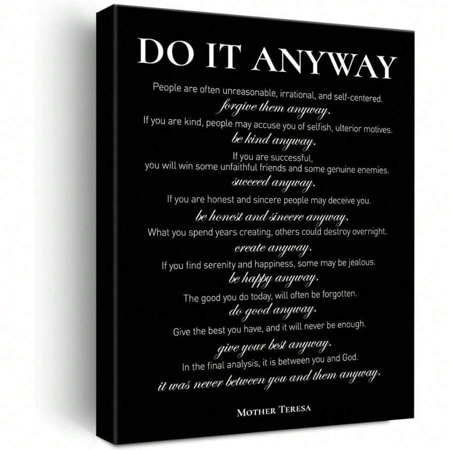 Inspirational Canvas Wall Art Motivational Do It Anyway Quote Canvas Print Positive Canvas Painting Office Home Wall Decor - Framed - View 1