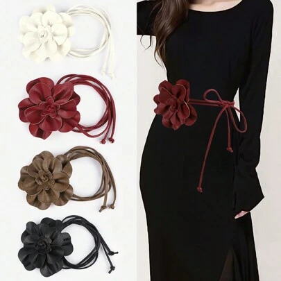 Floral Waist Rope Boho Style Decorative Waist Band, Bowknot Waist Sash Summer, School Fall, Autumn, Halloween