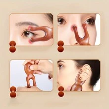 Máy massage mũi bằng gỗ, gỗ đàn hương tự nhiên, lược massage 3D truyền thống, massage đầu và tai, dụng cụ châm cứu mặt để giảm mỏi mắt - màu nâu - Xem 6