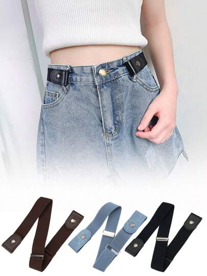 1 条/3 条隐形弹性腰带，百搭无扣设计，适合女性，适合牛仔裤、夏季休闲装、秋季学校装、秋季、万圣节