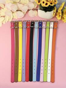 PU Leather Pet Collar, Multi-Size Simple Flat Pet Dog Neck Strap, Multi-Color Dog & Cat Collar - Baby Blue - View 10