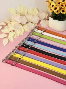 PU Leather Pet Collar, Multi-Size Simple Flat Pet Dog Neck Strap, Multi-Color Dog & Cat Collar - Baby Blue - View 4