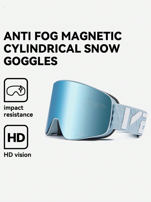 VECTOR MOTION Dual-Layer Anti-Fog Cylindrical Ski Goggles, Wide Vision, Unisex, For Single/Double Board Skiing, Magnetic Myopia Protective Eyewear