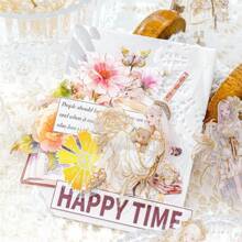 20pcs/Pack Vintage Flower Lover Series PET Embossed Gold Foil Stickers - Multicolor - View 7