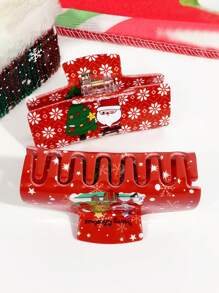 1 kẹp tóc thiết kế hình ông già Noel và cây thông Noel cổ điển thanh lịch - Kẹp tóc bằng nhựa hình chữ nhật lớn có hình bông tuyết và họa tiết hoạt hình, phù hợp với kiểu tóc ngày lễ - Nhiều màu - Xem 7