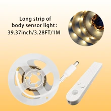1 pezzo di luce a striscia LED flessibile con sensore di movimento intelligente, alimentata a batteria o tramite USB, con luce bianca calda/bianca fredda opzionale, adatta per scale, ingressi, armadi, sale studio, camere da letto (batterie non incluse).