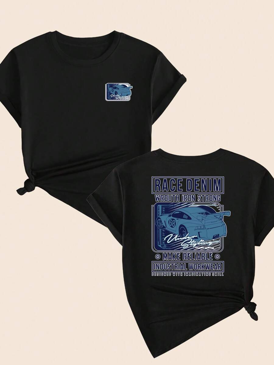 Cotton T-Shirt Streetwear Style Car T-Shirt Comfort Breathable Soft Premium - Negro - Ver 1