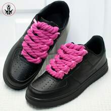 1 对编织圆形 1 厘米粗三股绳鞋带，适用于鞋子/包包/服装装饰 - 玫紅色 - 查看 1