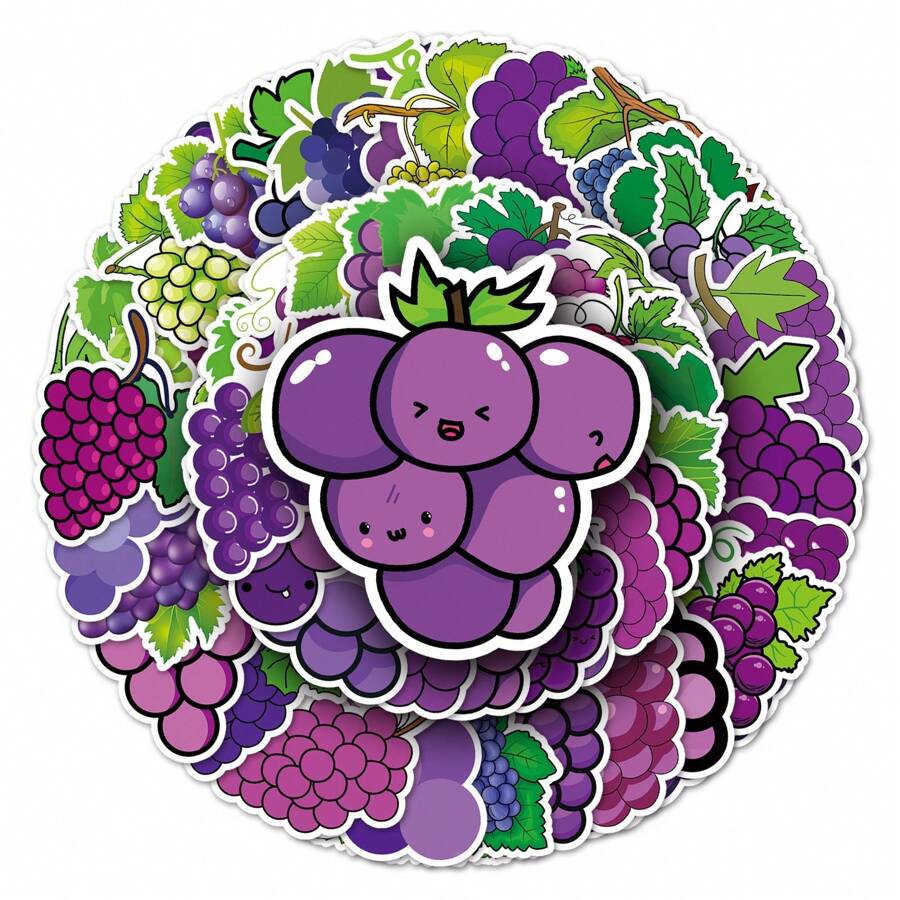 50 miếng dán hình quả nho hoạt hình, miếng dán vinyl cho bình nước máy tính xách tay, đàn ghi ta, xe đạp, ô tô, xe máy, cản xe, hành lý, ván trượt, hình dán dễ thương, món quà tuyệt vời nhất cho trẻ em, thanh thiếu niên, nam giới, phụ nữ. - Nhiều màu - Xem 1