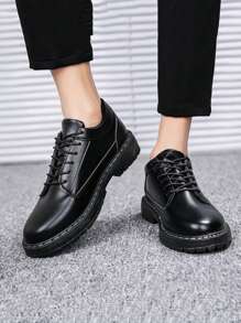 Men's Formal Casual Shoes, Slip-On Leather Shoes, Black Color, Waterproof Hiking Shoes, Low-Top Shoes For Men, Autumn - Black - View 3