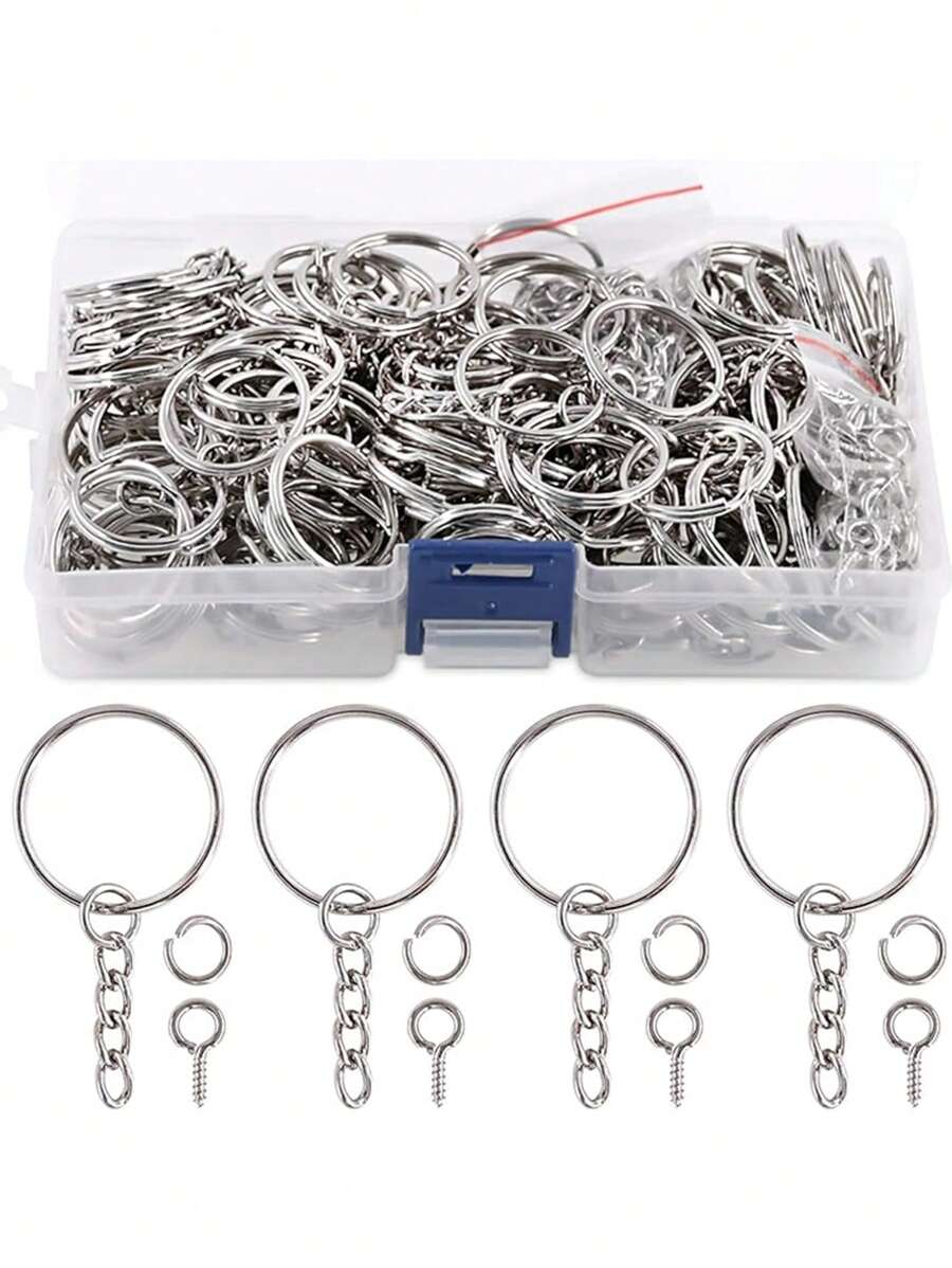 Bộ 300 chiếc móc khóa bạc 25mm, gồm 100 móc khóa có dây xích, 100 vòng tách rời và 100 móc vít, thích hợp để làm đồ trang sức (màu bạc). Có thể dùng làm phụ kiện xe hơi, móc trang trí túi xách, trang trí ba lô, phù hợp cho trường học, phong cách Gothic, Y2K, Halloween, cũng là món quà lý tưởng cho Ngày Nhà giáo, Giáng sinh. Ngoài ra, có thể dùng làm dây đeo thẻ có móc giữ thẻ ID, phụ kiện xe hơi, móc trang trí túi xách hoặc quà tặng cho bạn bè và gia đình. - Bạc - Xem 1
