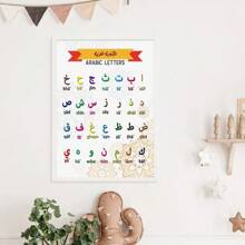 1pc Arabic Letters Alphabet Islamic Posters Nursery Wall Art Canvas Painting Print Picture Kids Room Interior Home Decoration No Frame Rama Decoration E-I-D