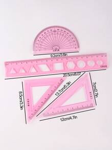 1 套软尺四件套 15/20 厘米带波浪线文具套装可爱多功能尺子，学校用品学校办公用品文具，返校必需品，感恩节、圣诞节、生日万圣节装饰创意礼物 - 粉色 - 查看 5