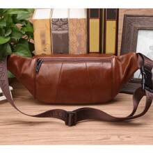 Bolsa cinto Pochete de Couro Genuíno para Homens de Viagem Retro Pele Natural Bolsa Masculina Transversal Corpo Bandoleira Quadril Faixa de Bolsas