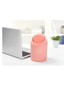 Mini Trash Can Organizer Desk Office Dressing Table Bedroom Trash Can With Tilting Lid - 淺粉色 - 查看 2