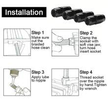 4Pcs AN6 Swivel Hose End Aluminum Alloy Anodized Hose Fitting End Reusable Durable Replacement Hose Adapter For Stainless Steel And Nylon Braided Fuel Line - Black - View 6