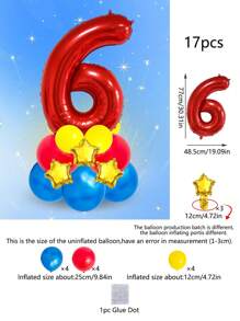 17 Stück/Set 0-9 Zahlenballons, 32 Zoll Folienballons mit Zahlen für Geburtstagsdekoration, Einschulung, Valentinstag - Verschiedenfarbig - Übersicht 18
