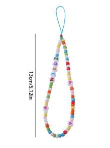 Customized Phone Lanyard, Fashion Colorful Rice Bead & Letter Bead Phone Strap, Personalized With Name, Slogan, Location, Date, Suitable As Birthday, Anniversary, Daily Wear Gift