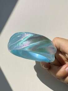 1 件不对称几何形状彩虹全息树脂手链，时尚简约秋冬装饰 - 彩色 - 查看 13