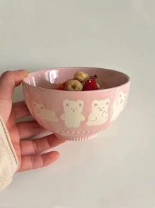 1 件陶瓷粉色迷你熊浮雕饭碗、汤碗、麦片碗、猫小碗、甜点碗 - 彩色 - 查看 8