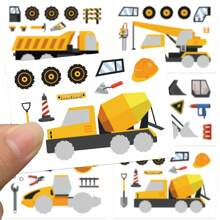 8 件装自制挖掘机工程车辆贴纸运输卡车挖掘机工程车 PVC 贴花 DIY 贴纸包贴花标签用于奖励、礼物和男孩文具用品 - 卡其色 - 查看 5