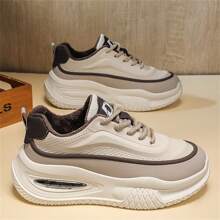 Men's Winter New Thermal Lined Thick Outsole Chunky Sneakers, Warm, Comfortable, Versatile, Casual, Fashionable, Lace-Up, Plus Size
