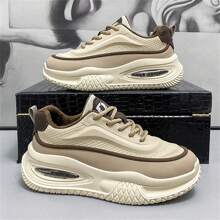 Men's Winter New Thermal Lined Thick Outsole Chunky Sneakers, Warm, Comfortable, Versatile, Casual, Fashionable, Lace-Up, Plus Size
