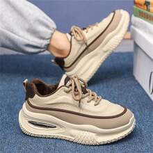 Men's Winter New Thermal Lined Thick Outsole Chunky Sneakers, Warm, Comfortable, Versatile, Casual, Fashionable, Lace-Up, Plus Size