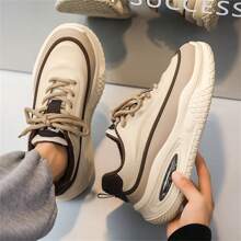 Men's Winter New Thermal Lined Thick Outsole Chunky Sneakers, Warm, Comfortable, Versatile, Casual, Fashionable, Lace-Up, Plus Size