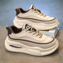 Men's Winter New Thermal Lined Thick Outsole Chunky Sneakers, Warm, Comfortable, Versatile, Casual, Fashionable, Lace-Up, Plus Size