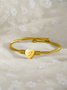 1 件可爱简约风格青春爱心吊坠英文首字母手链，送给男孩和女孩的最个性化礼物 - 均碼 - 查看 31