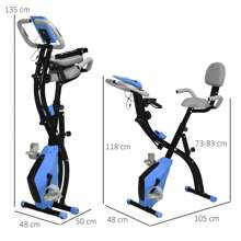 HOMCOM 2-In-1 Folding Exercise Bike, Foldable Stationary Bike With 8-Level Adjustable Magnetic Resistance, Arm Resistance Band, Pulse Sensor And LCD Display, Light Blue - Blue - View 5