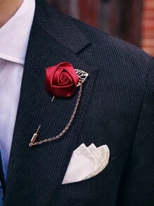 1 Peça Boutonnière de Noivo em Rosa de Seda com Folha de Corrente Dourada para Decoração de Noivo, Casamento e Festa de Casamento, Melhor Presente, Decoração de Casamento, Decoração Doméstica, Decoração de Quarto, Lembrancinhas de Festa, Decorações de Aniversário de Noiva, Formatura, Decorações de Festa Despedida de Solteira
