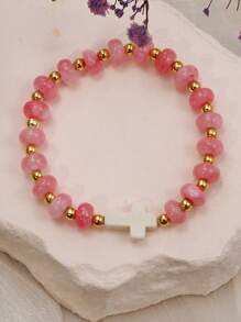 1 Vòng tay chữ thập hạt bàn tính cho nữ tuổi teen Vòng tay co giãn bằng đá pha lê chữa bệnh tự nhiên Vòng tay tôn giáo Cơ đốc Vòng tay chữa bệnh lo âu Vòng tay Cơ đốc giáo Believe Faith Quà tặng cho phụ nữ - 1 cái - Xem 5