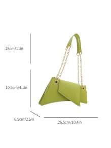 Fashionable Green Unique Shaped Chain Shoulder Bag