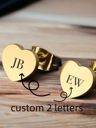 Custom Heart Name Earrings Personalized Carved Stainless Steel Earrings Women's Jewelry Gift Mother's Day Gifts Valentines