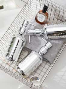 1pc/2pcs Refillable Lotion Dispenser Bottle, Bathroom Silver-Plated Replaceable Liquid Soap/Shampoo Dispenser Bottle Home Bathroom Decor Fall Decor Back To School - Silver - View 8