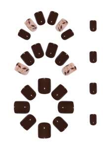 24Pcs Glossy Short Square Press-On Nails, Brown Color With Golden Glitter Leaf Design, For Women And Girls, Autumn/Winter Nail Supplies Nails