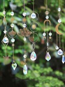 1PC/6PCS Artificial Crystal Wind Chime Pendant, Star Moon Lotus Sun Prism Ball Light Catcher, Home Room Decoration, Window Light Collection Pendant, Outdoor Wedding Party Supplies Rama Decoration,Home Decor ,Room Decor,Wall Decor Gifts Birthday Graduation E-I-D
