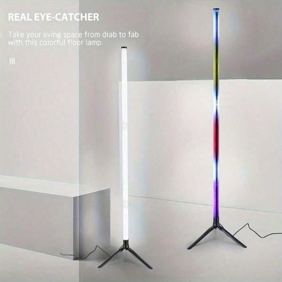 Color Dimmable LED Floor Lamp: USB Powered, Multiple Adjustable Colors, Nordic Style Mood Lighting, Suitable For Living Room, Bedroom And Game Room, Adapter Not Included, 1 Set - USB - 查看 1