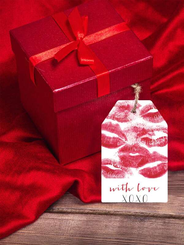 Conjunto de 60 piezas de nuevos adornos para el Día de San Valentín, etiquetas colgantes con texto "Feliz Día de San Valentín", decoración, regalos, accesorios para fiestas