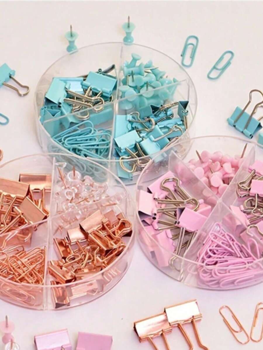 1 套多功能回形针、活页夹、订书钉组合办公和学校用品、返校、学校用品 - 彩色 - 查看 1