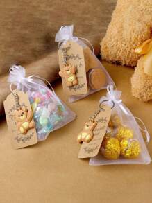 6pcs/15pcs/21pcs Bear Gift Bag, Party Gift, Bear Gift Set, Cute Bear Keychain, Bear Keychain, Art Gift Pendant Accessories, Creative Gift Bag, Comes With Transparent Hard Yarn Bag, Gratitude To Guests Kraft Paper Label And Rope Birthday Party Supplies Decoration