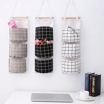 1pc Thickened Wall-Mounted Hanging Storage Bag Simple Plaid Style Hanging Bag With Lanyard Multi-Pockets Design Waterproof Foldable Bedside Organizer For Household Dormitory And Decoration, Saving Space Designbedroom,Organizer,Organiser,Home Storage,White T Shirt Women,Black Pants Women,Ladies Winter Clothes,Dress,Winter Clothes For Ladies,Elegant Woman Dresses,White Shirt For Ladies,Long Sleeve,White Jumpsuit For Women,Spring Dresses For Women,Spring Outfits For Women,Spring,Spring Clothes,Minimalist,Summer Tops
